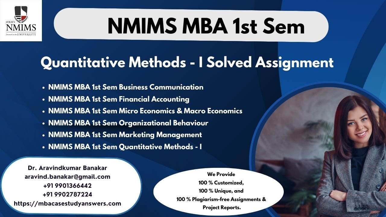 Solved NMIMS MBA Quantitative Methods - II Assignment