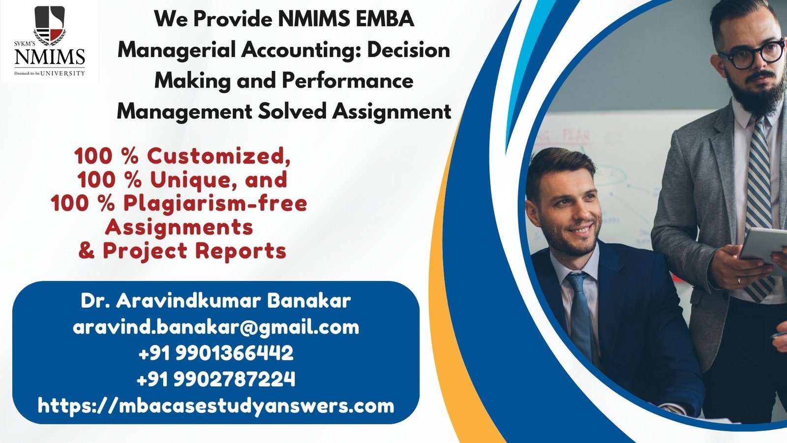 How can I get the NMIMS EMBA Managerial Accounting Decision Making and Performance Management Solved Assignment