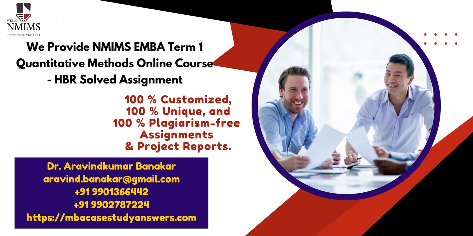 How can I get the NMIMS EMBA Term 1 Quantitative Methods Online Course - HBR Solved Assignment?